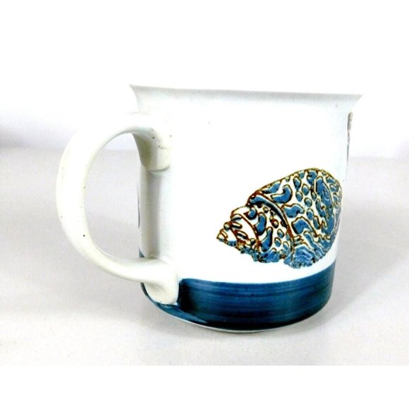 Seashell Coffee Mug Cup Teacup White/Blue Ceramic - Picture 5 of 11